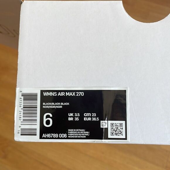 Nike Air Max 270 Black USA Women Size 6/UK 3.5/EU 36.5(AH6789-006) - Picture 11 of 12